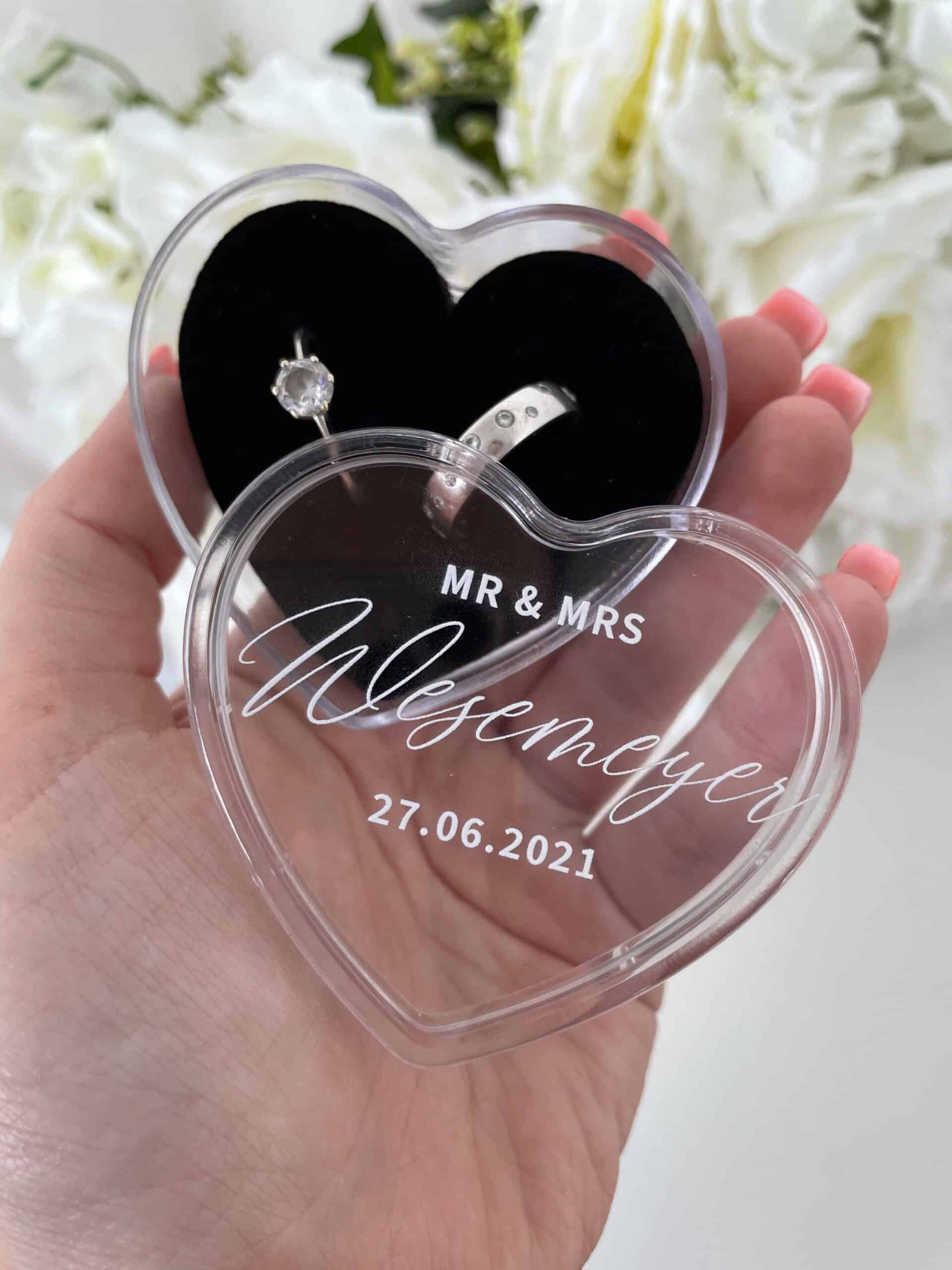 Clear Acrylic Wedding Rings Box - Plain