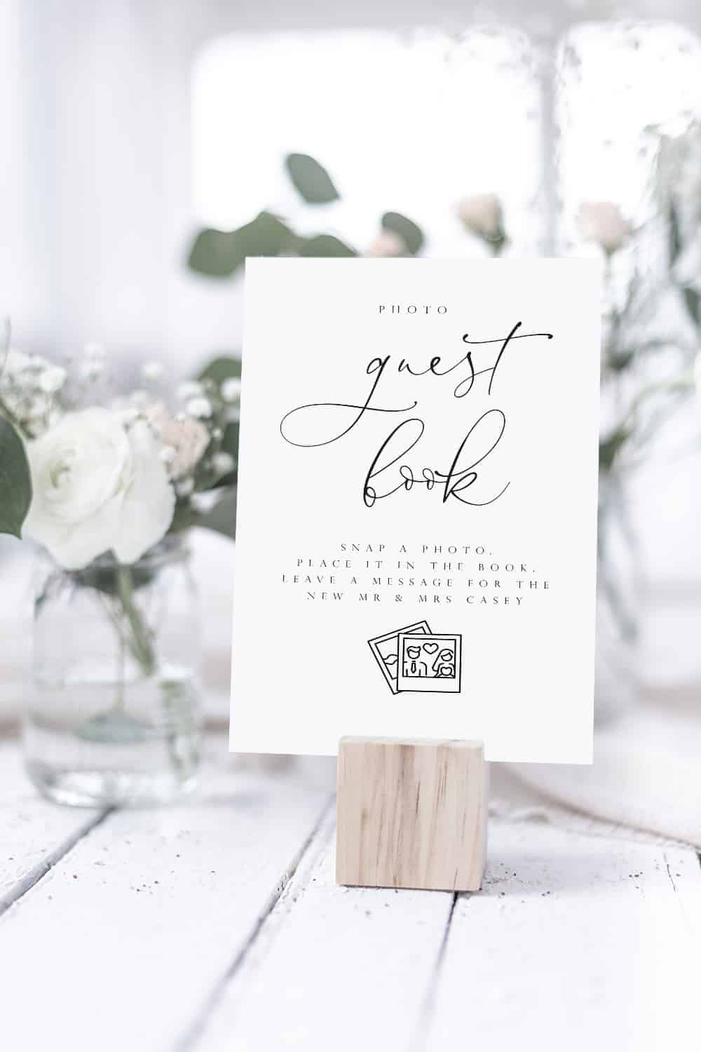 Personalised Photo / Polaroid Guest Book Minimalist Sign - Mally's Crafts